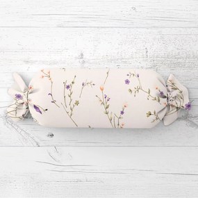 Biante Vankúš valec bonbon Sandra SA-382 Fialové lúčne kvietky na krémovom 15x40 cm