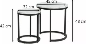 Sada 2 ks konferenčných stolíkov Hola biely mramor/čierna