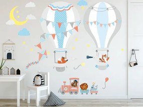 Roztomilá detská nálepka na stenu lietajúci balón 60 x 120 cm