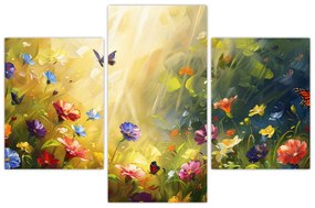 Obraz - Jarná kvetinová lúka, maľba (90x60 cm)