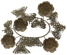 Bronzový antik kovový svietnik na čajové sviečky Kvety - 35*31*12 cm