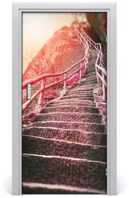 Fototapeta samolepiace na dvere schody v horách 85x205 cm