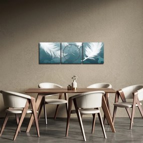 Obraz - Biela pierka (s hodinami) (90x30 cm)