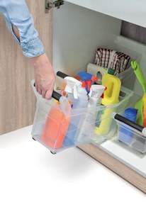 Plastový úložný box na kolieskach NUK3L 10 l - priehľadná