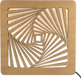 AMADEA Drevená lampička s motívom špirály, veľkosť 20 cm, s LED osvetlením s trafom na 12V