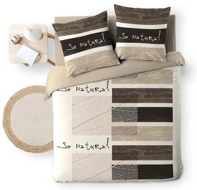 Hnedé bavlnené obliečky na dvojlôžko 200x200 cm So Natural – douceur d'intérieur