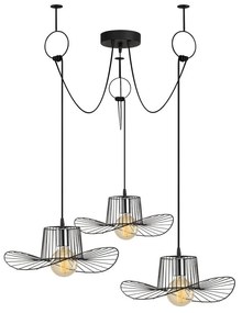Čierne závesné svietidlo pre 3 žiarovky Opviq lights Tel Hat