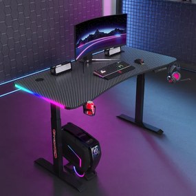 Elektrický výškovo nastaviteľný stôl 140 cm – čierny s LED podsvietením