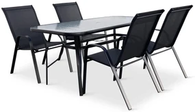 Záhradný jedálenský set Porto 150 cm + 4x kovová stolička Ramada
