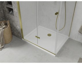 Mexen Lima sprchovací kút 90x80cm, 6mm sklo, zlatý profil - číre sklo + Slim sprchová vanička - 856-090-080-50-00-4010