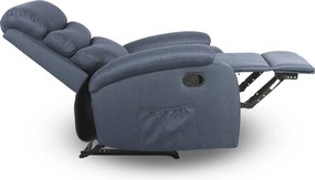 Relaxačné polohovacie TV kreslo VELORA — látka, tmavosivá, nosnosť 130 kg