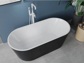 Mexen Luna, voľne stojaca vaňa 150 x 75 cm, biela-čierna, biely prepad, 52031507575-20