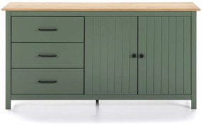 Zelená/v prírodnej farbe nízka komoda z borovicového dreva 150x80 cm Miranda – Marckeric
