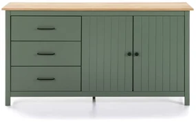Zelená/v prírodnej farbe nízka komoda z borovicového dreva 150x80 cm Miranda – Marckeric