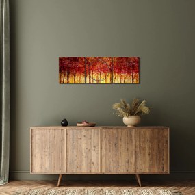 Obraz - Maľba listnatého lesa (s hodinami) (90x30 cm)