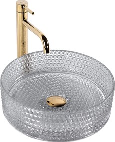 Rea Cristal, sklenené umývadlo na dosku 355 x 355 x 115 mm, dymové sklo, REA-U9615