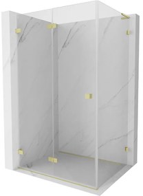 Mexen Lunar-F L, skladací sprchový kút ľavý 80 x 70 cm, 8mm číre sklo, zlatý matný profil, 836L-080-070-55-00-L