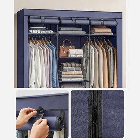 Šatník, látková modulárna skriňa, skladacia, tmavomodrá