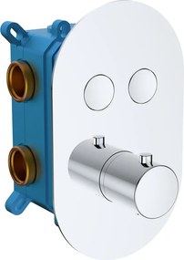Mereo Mereo, Vaňový set s termostatickou podomietkovou tlačidlovou batériou - 2-cestná + sprchový set, MER-CB60106TB5