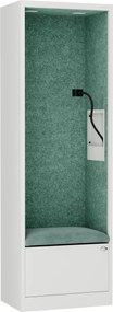 Skriňa so sedadlom a zónou ticha SALLY MentalBox, biela konštrukcia, zelené sedadlo, 1850 x 600 x 400 mm