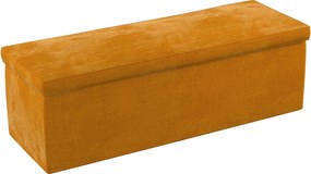 Truhlica čalúnená farba produktu žltá látka lesklá, zamatová