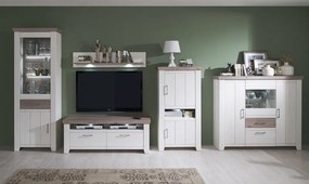 Obývacia stena Cruz, kombi, bielená pínia/šedý dub