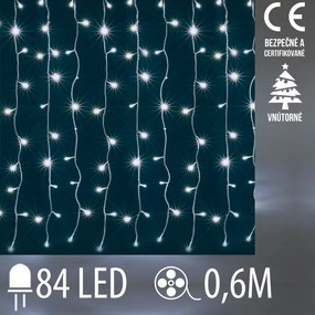 Vianočná led svetelná záclona vnútorná - záves - 84led - 0,6m studená biela