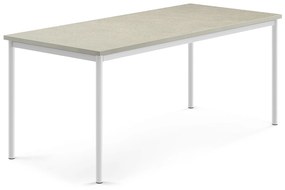 Stôl SONITUS, 1800x800x720 mm, linoleum - svetlošedá, biela