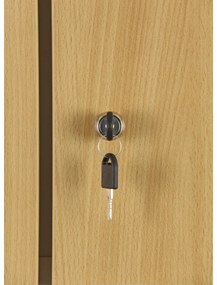 Šatníková skrinka S1 s úložnými boxmi, 2 boxy, 1850 x 300 x 500 mm, demont, cylindrický zámok, laminované dvere, biela