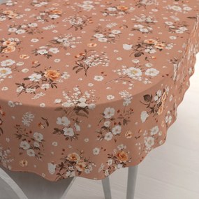 Biante Bavlnený oválny obrus Sandra SA-738 Ruže a konvalinky na hnedoružovom 60x100 cm