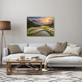 Sklenený obraz - Ryžové terasy (70x50 cm)