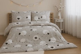 Bavlnené obliečky na 2 postele SHEEPS, béžové Rozmer obliečky: 2 ks 70 x 90 cm | 2 ks 140 x 200 cm