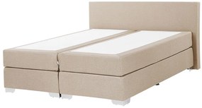 Čalúnená kontinentálna posteľ béžová 160x200 cm PRESIDENT Beliani
