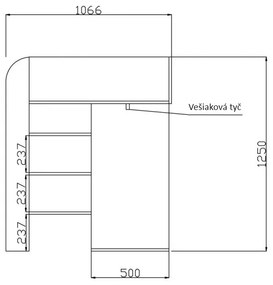 Detská kombinovaná posteľ 90 cm Kesa 1 (betón + dub wotan). Vlastná spoľahlivá doprava až k Vám domov. 1085823