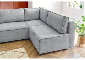 Svetlosivá menčestrová rohová pohovka (pravý roh/do tvaru "U") Nihad modular – Bobochic Paris