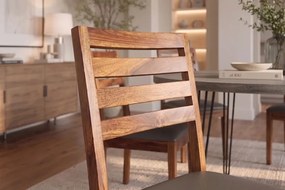 Dizajnová stolička Timber Sheesham / tmavosivá ekokoža