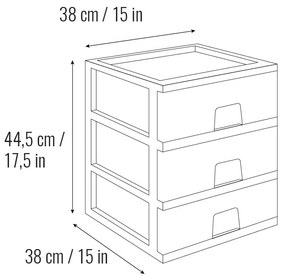 Zásuvkový box 44,5x38x38cm, 3 zásuvky