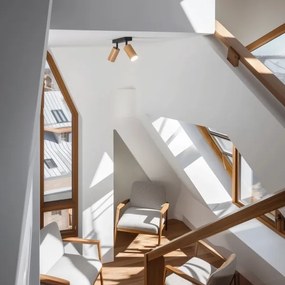 Brilagi - Bodové svietidlo SELE 2xGU10/30W/230V čierna/dekor duba