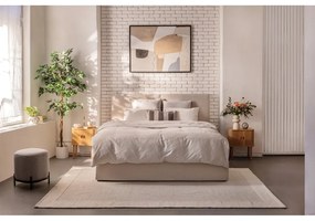 Béžová čalúnená dvojlôžková posteľ s úložným priestorom s matracom/s roštom 160x200 cm Thessa Bold – Bonami Selection