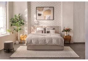 Béžová čalúnená dvojlôžková posteľ s úložným priestorom s matracom/s roštom 180x200 cm Thessa Bold – Bonami Selection