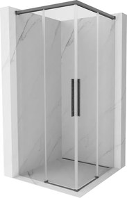 Mexen Rox, Duo posuvný sprchový kút 80 x 80 cm, 8mm číre sklo, brúsený grafit profil, 8C2D-080-080-66-00