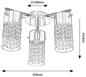 Rabalux 2195- Kúpeľňové stropné svietidlo NIAGARA 3xE14/40W/230V IP44