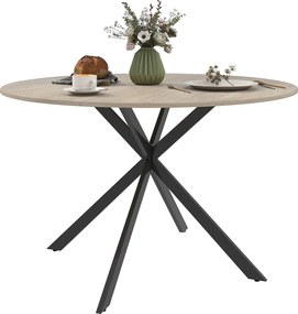 HOMCOM Okrúhly jedálenský stôl pre 4 osoby, priemyselný kuchynský stôl s oceľovým rámom Ø120x75 cm Tmavohnedý | Aosom