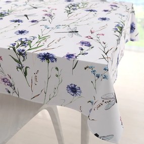 Biante Bavlnený štvorcový obrus Sandra SA-429 Lúčne kvietky s vážkami 70x70 cm