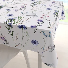 Biante Bavlnený štvorcový obrus Sandra SA-429 Lúčne kvietky s vážkami 90x90 cm