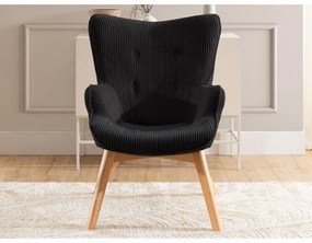 Čierne menčestrové kreslo Niko – Ropez