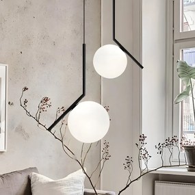 Toolight Toolight, stropná lampa sklenená guľa G107-1W, čierna-biela, OSW-09732