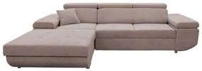 Rozkladacia rohová sedacia súprava s úložným priestorom do tvaru L CASTELO ľavá béžová