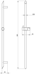 Deante Silia, nástenný sprchový stĺp 800mm, chrómová, DEA-NQS_051D