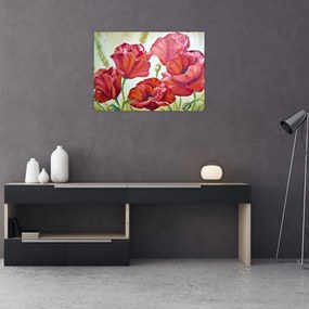 Sklenený obraz - Kvety vlčích makov (70x50 cm)